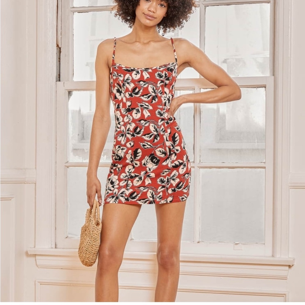 Free People Intimately Bring It Back Printed Slip Dress Floral Rust in XS